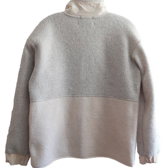 Smartwool Jacket Womens Medium Full Zip Gray TanTwo tone Wool Fleece Outdoor - Picture 3 of 4